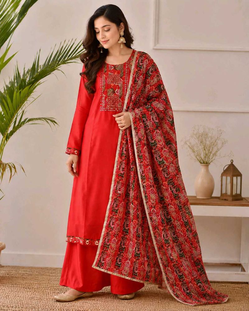 unstitched Kurta Set free gift earring