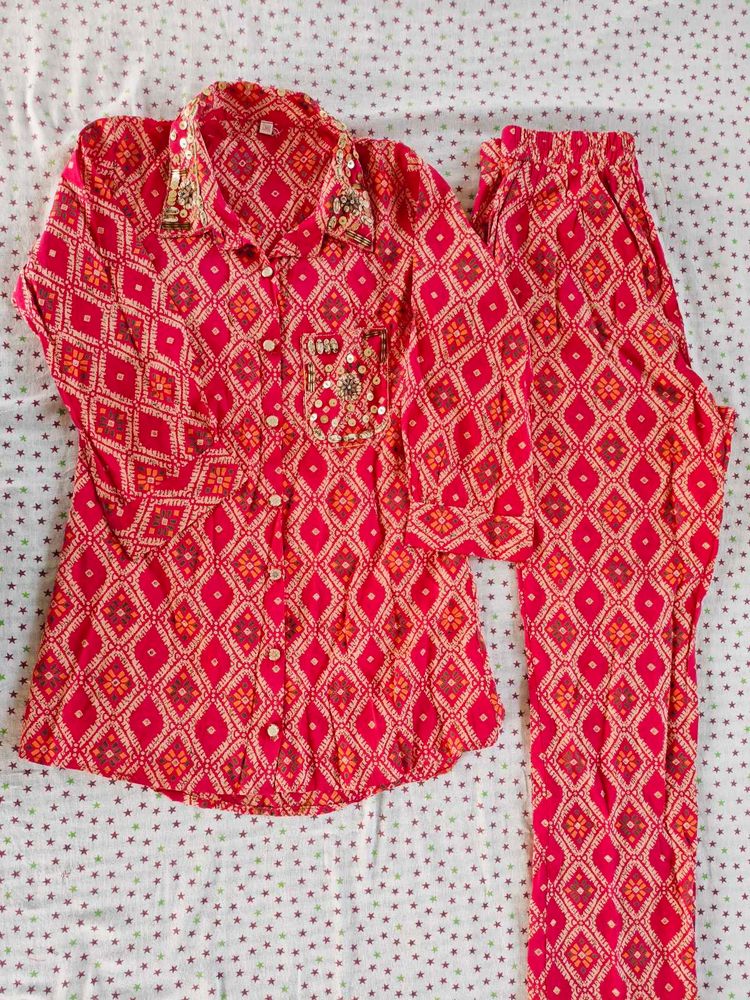 Stylish Pink Ethnic co cord set
