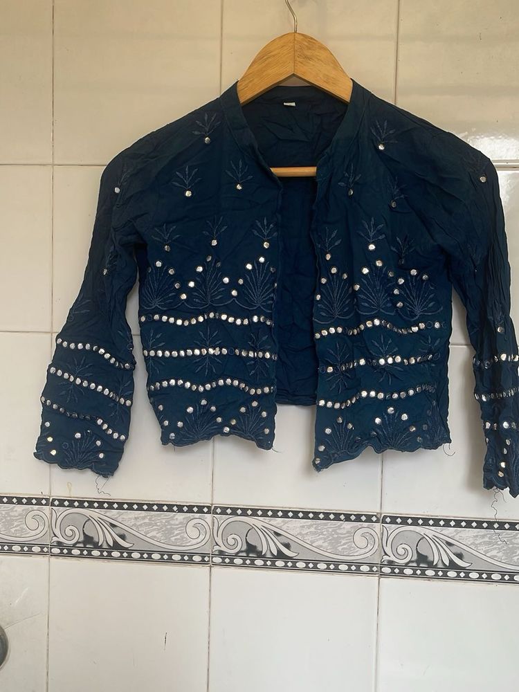 Embellished Teal Ethnic Jacket