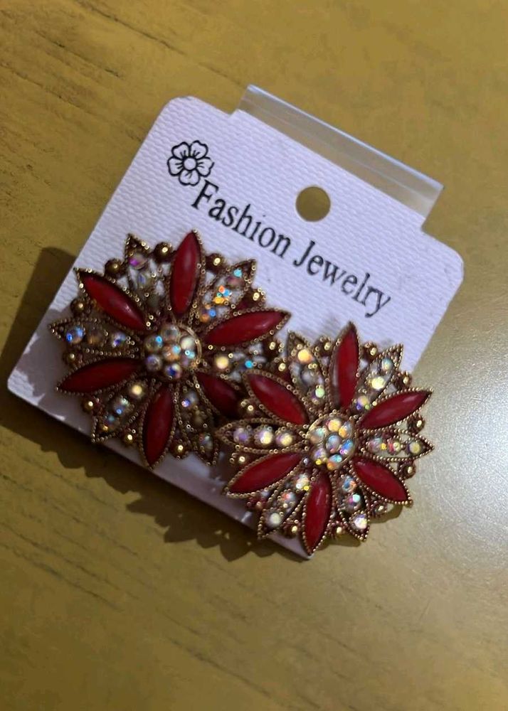 Red Floral Earrings