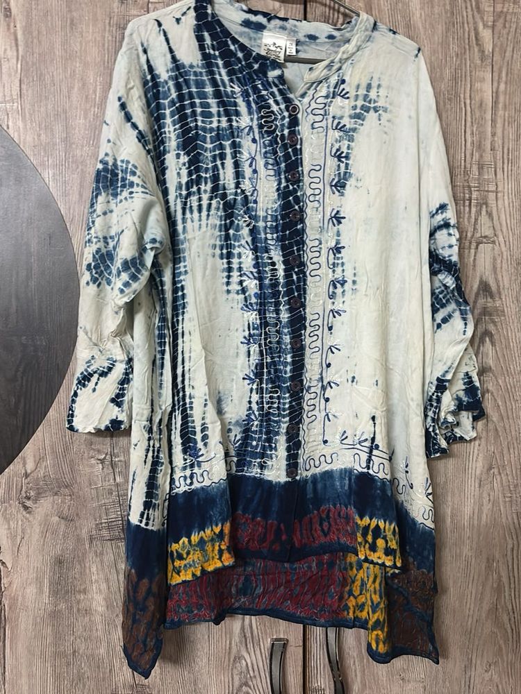 Bohemian Tie-Dye Embroidered Kurta cum top