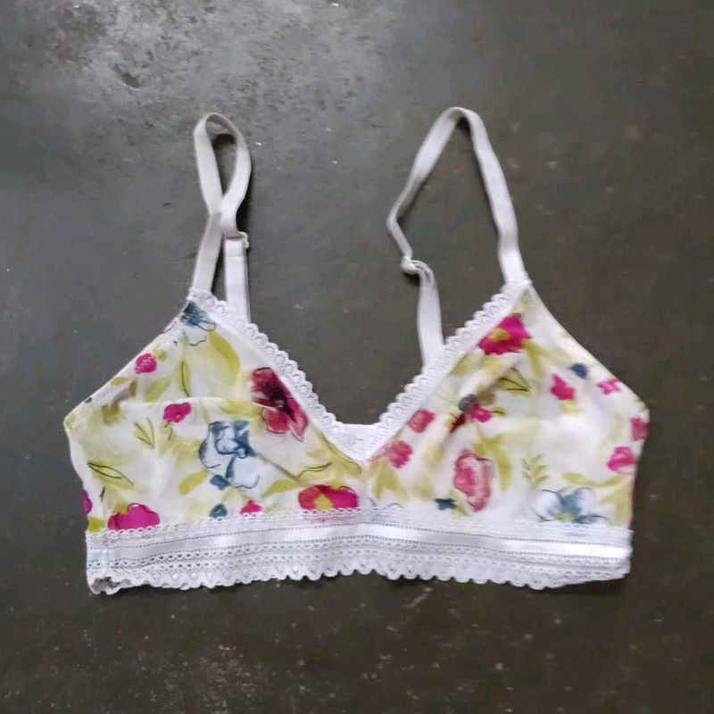 Floral Print Cotton Bra