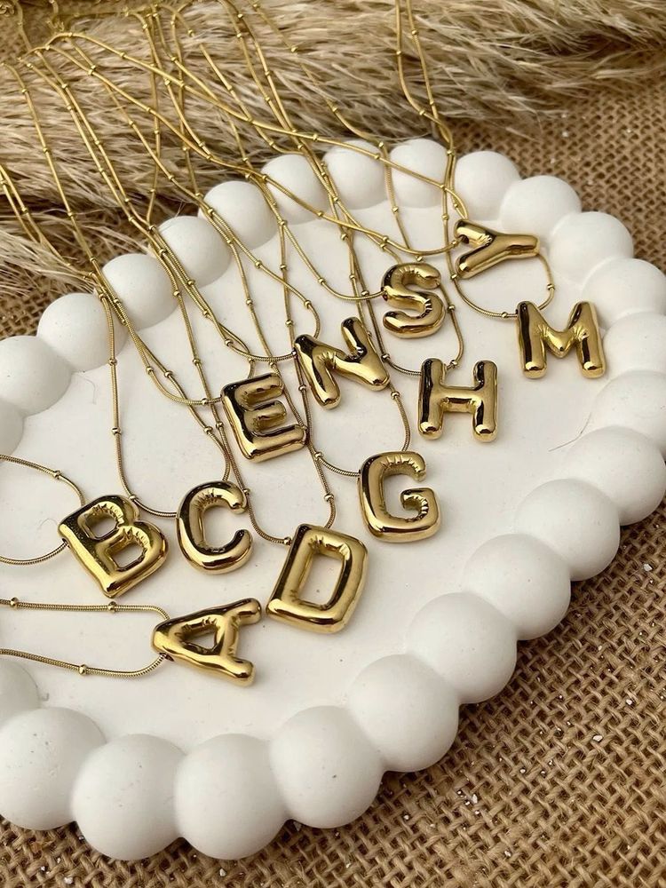 Anti-tarnish Gold Tone Alphabet Necklaces