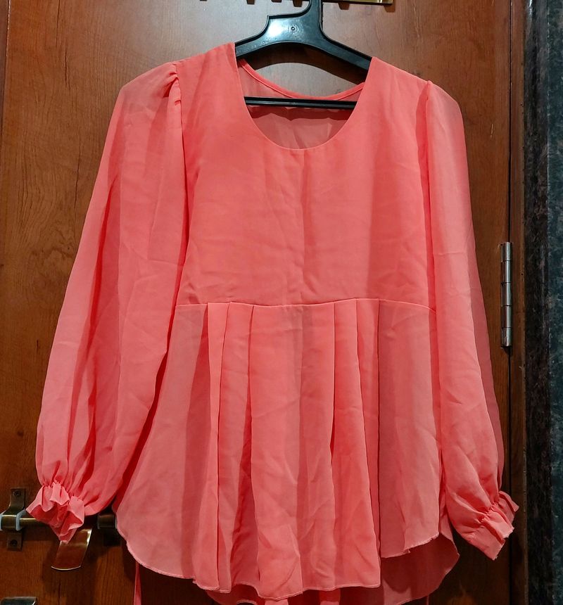 Fancy Peach Color Top For Women Flare Top