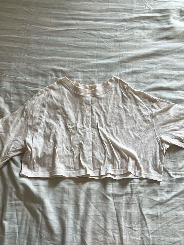Cream Cropped T-Shirt