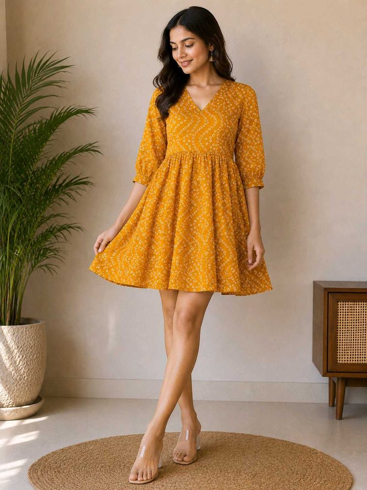 Yellow Printed Kurta
