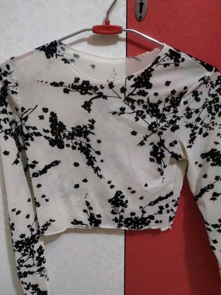Sheer Floral Long Sleeve Top