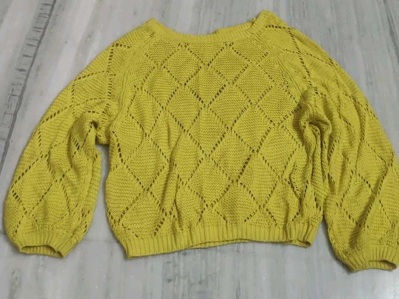 Yellow Diamond Knit Sweater