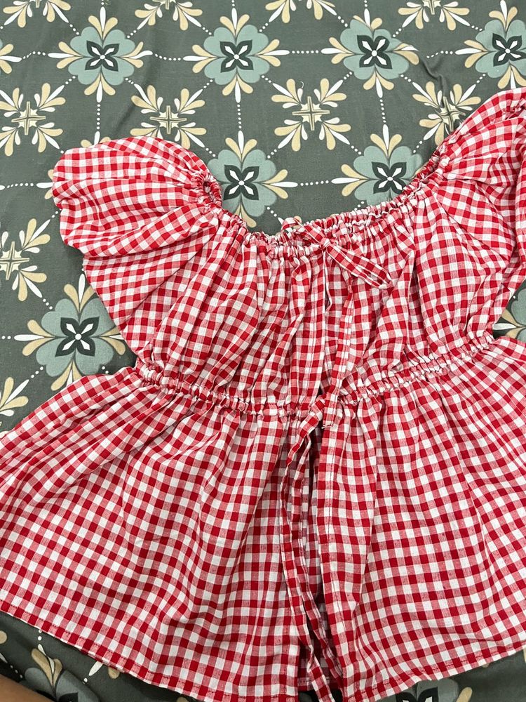 Red Gingham tie top