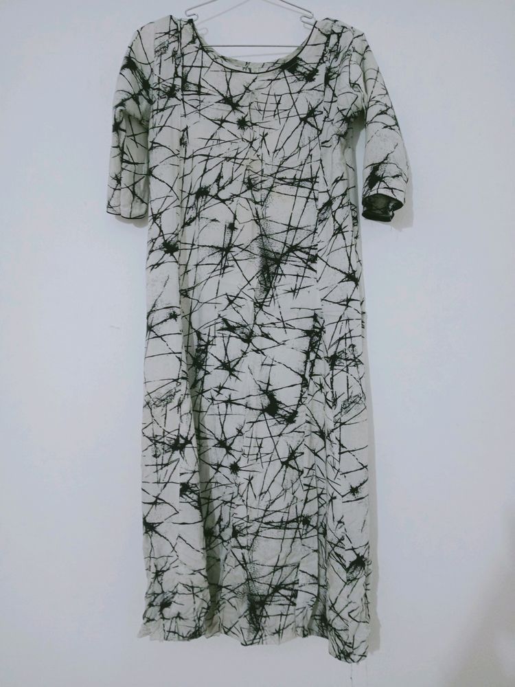 Unique Abstract Print Midi Dress