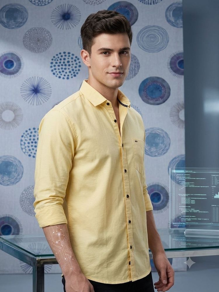 Men's Yellow Casual Shirt
