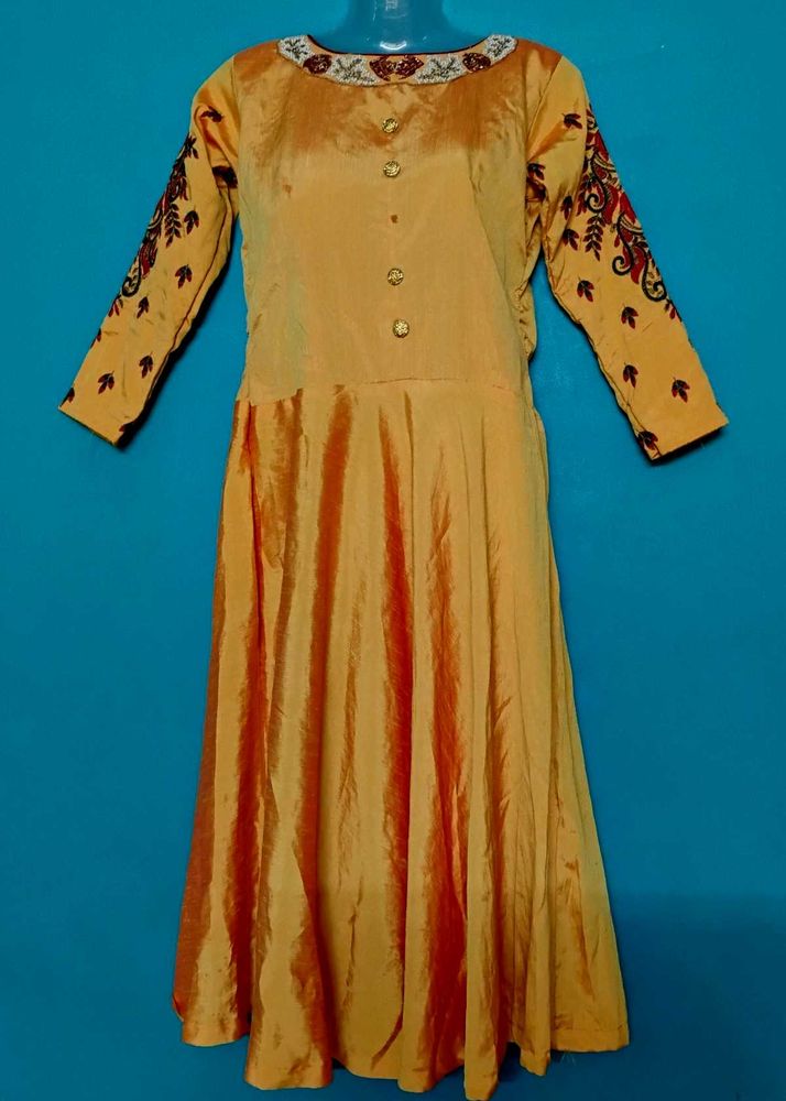 wedding Golden Ethnic silk Gown