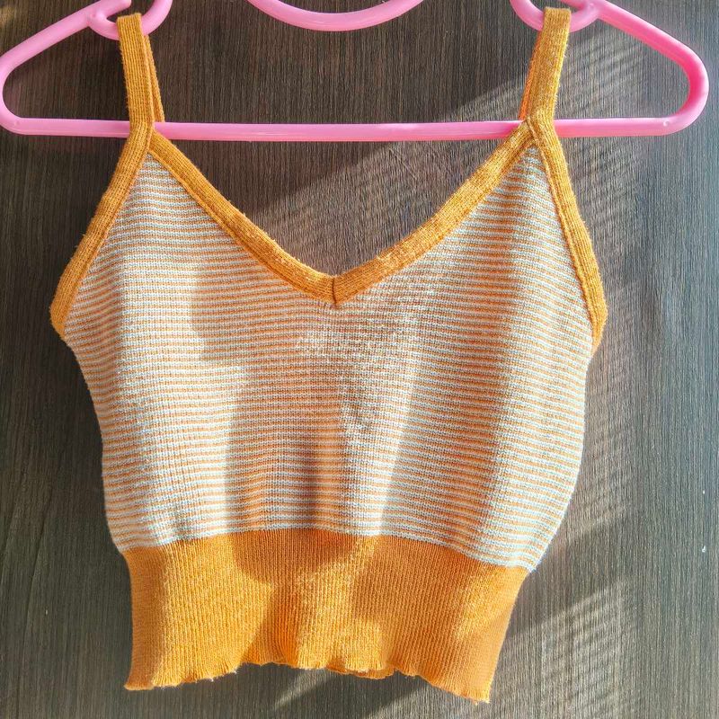 Striped Cropped Knit Tank Top