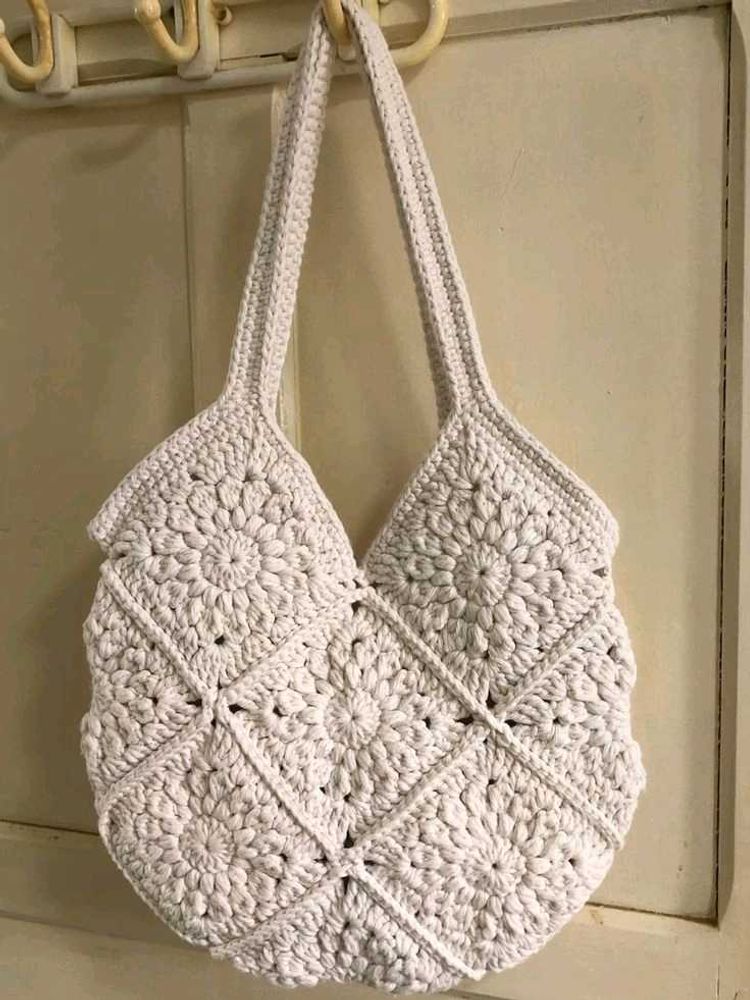 White Crochet Shoulder Bag