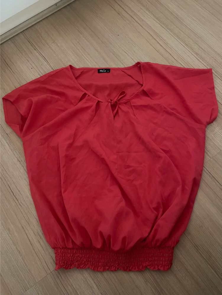 Chic Red Blouse with Bow Detail