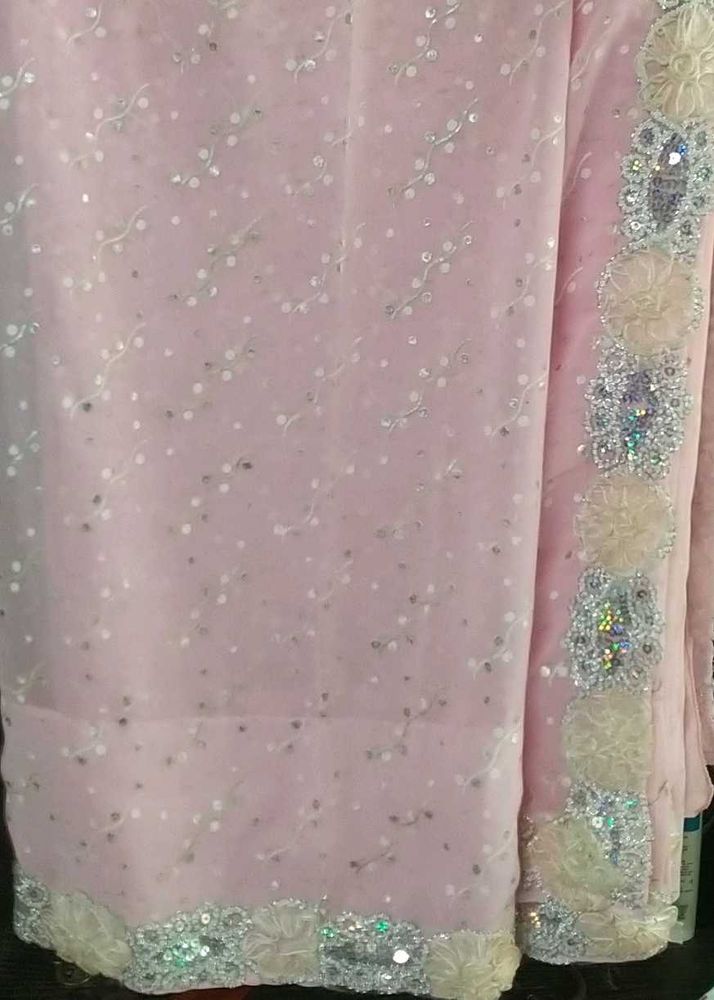 Stunning Pink Embellished Saree