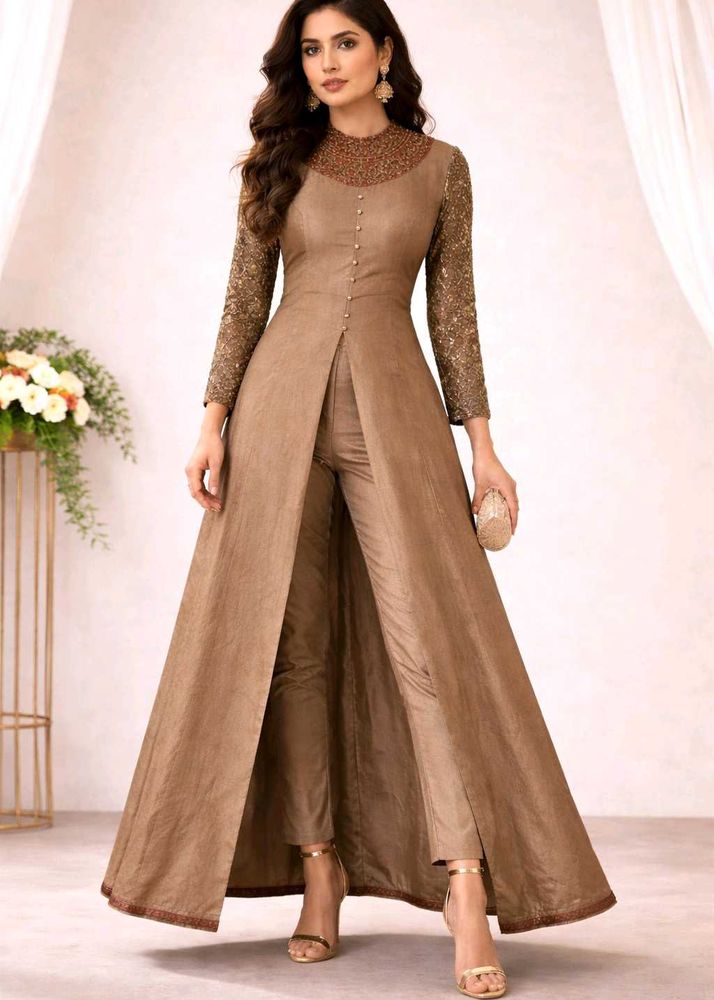 Elegant Party Wear Long Gown with Front Slit