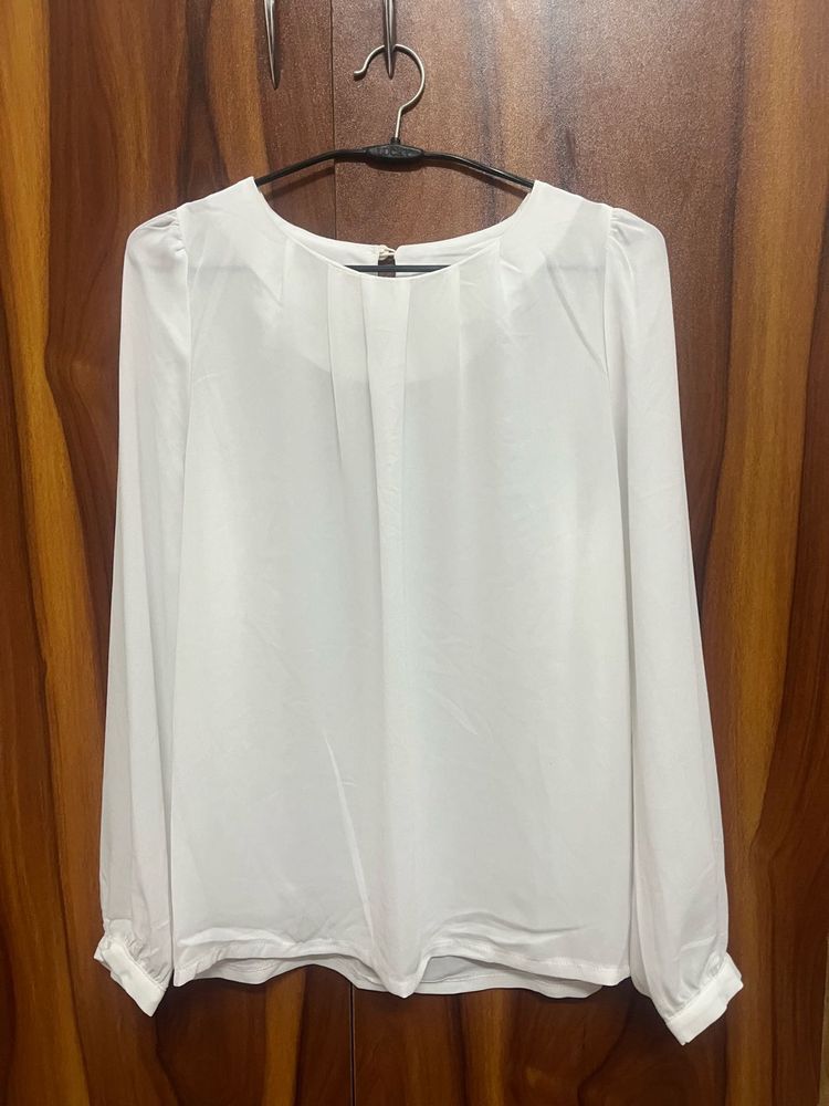 Elegant White Long Sleeve Blouse
