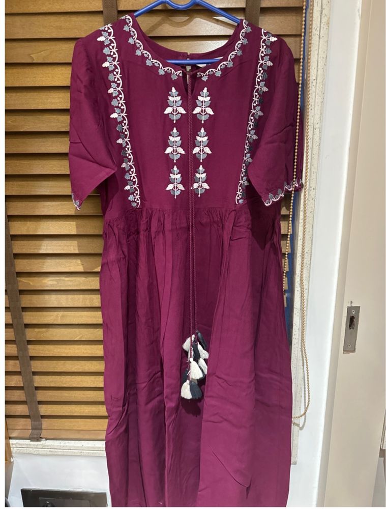 Aaheli Beet root Embroidered Dress