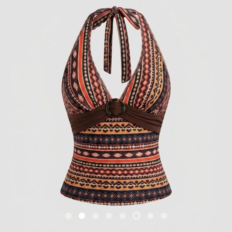 Boho Print Halterneck Bikini Top