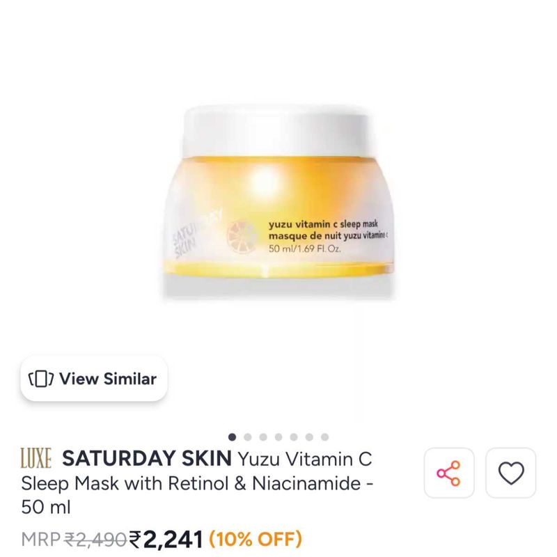 Saturday Skin Yuzu Vitamin C Sleep Mask