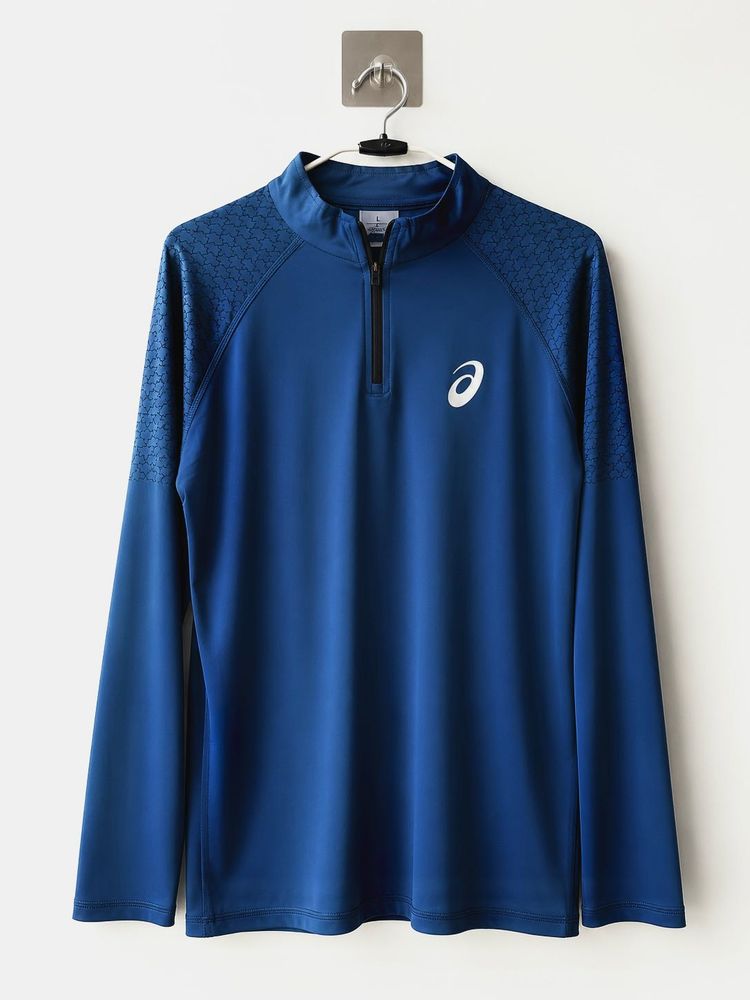 Asics Blue 1/4 Zip Long Sleeve Shirt
