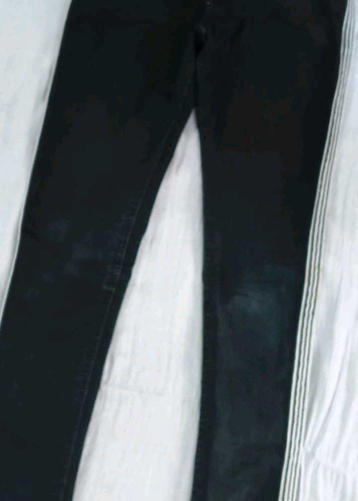 Girls Black Jeans with White Stripe