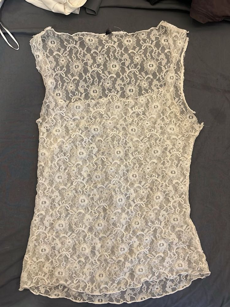 Sheer Lace Floral Sleeveless Top