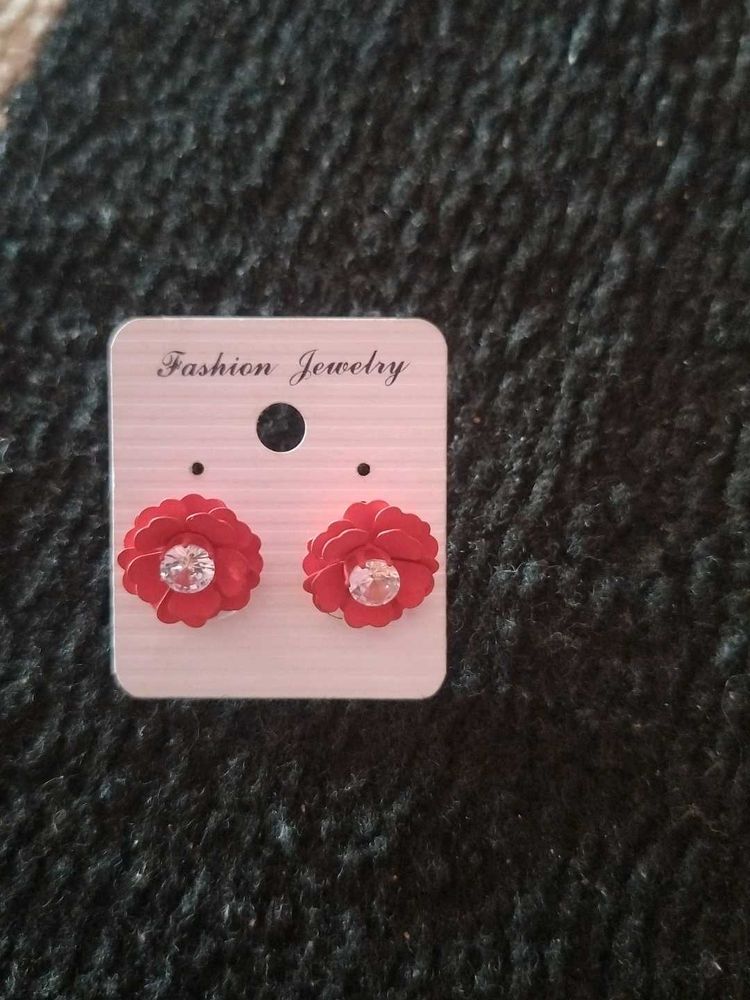 Red Flower Earrings