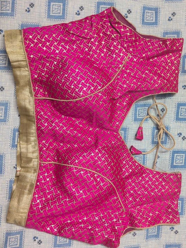 Vibrant Pink Brocade Blouse