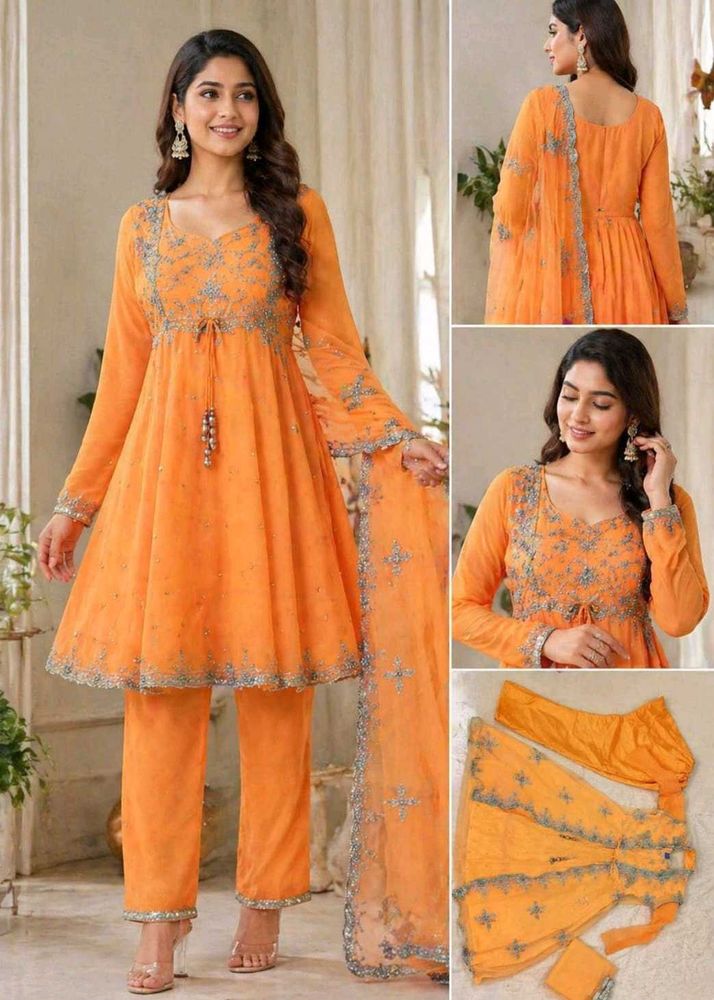Orange Party Wear stylish Suit Set