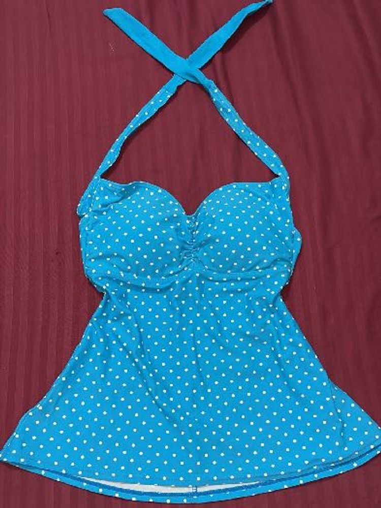 y2k halter neck polka dot top