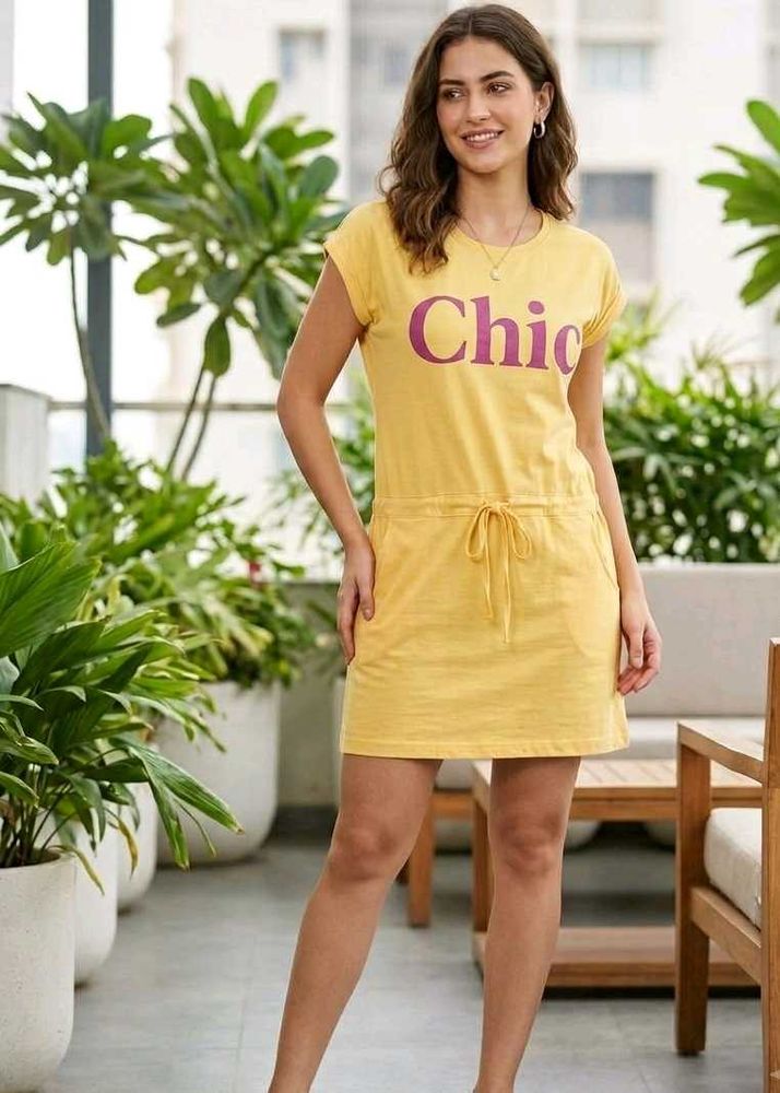 Tie Up Cotton Chic Printed Fit And Flayer Dress