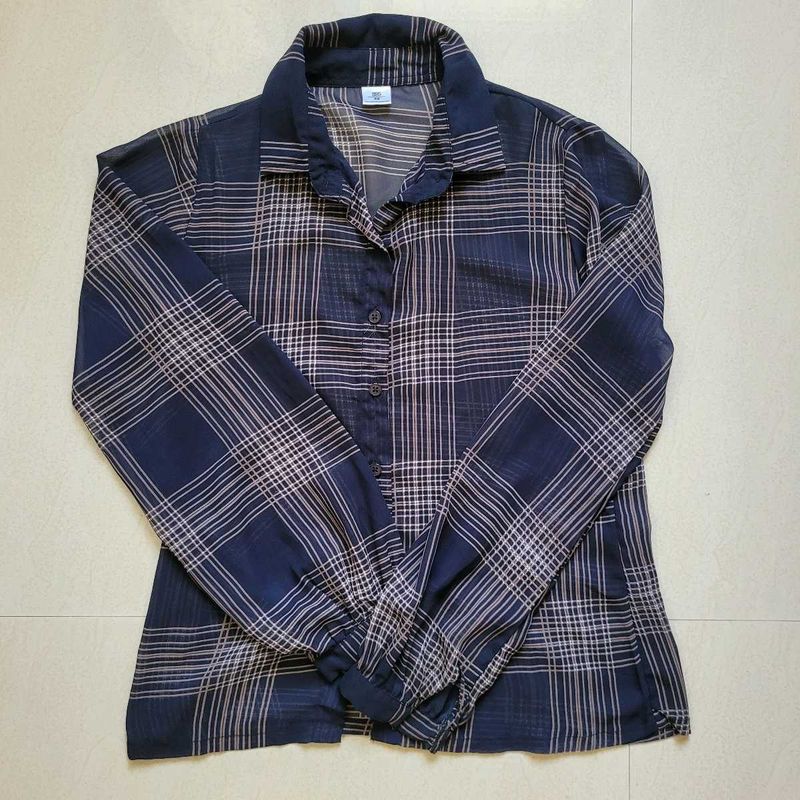 Classic Plaid Sheer Button-Up Shirt
