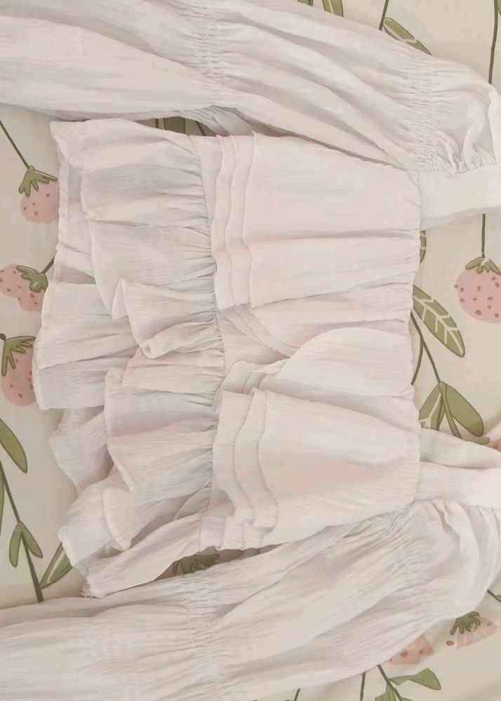 White Ruffle Blouse