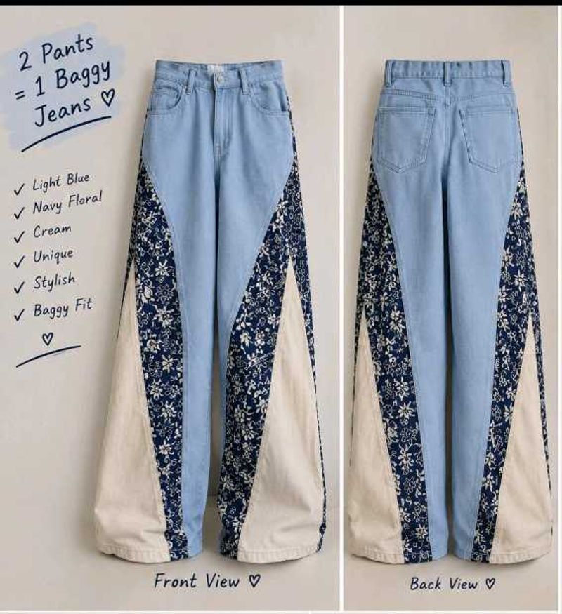 Unique Patchwork boot cut Jeans
