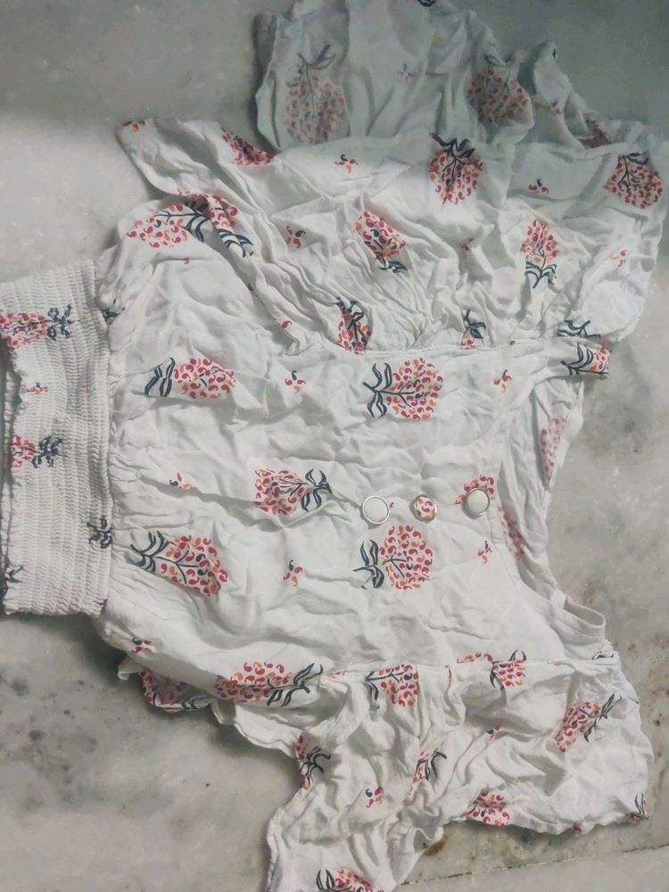 White Indo Western Crop Top