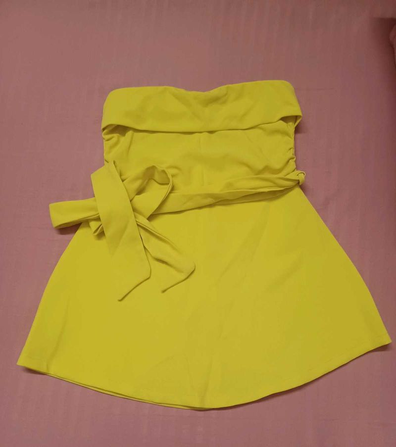 Yellow Off-Shoulder Strapless Dress