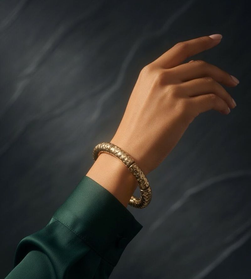 Chunky Textured Gold Bangle