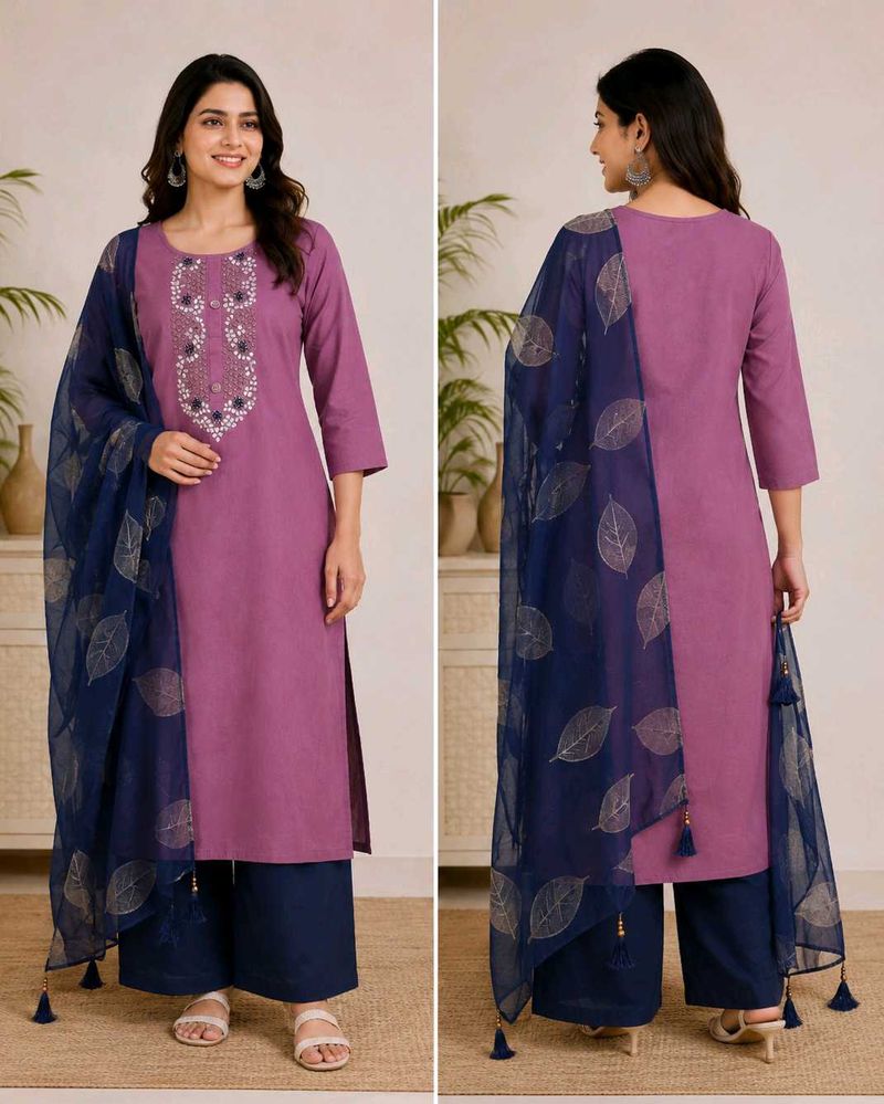 Elegant Embroidered Purple salwar suit