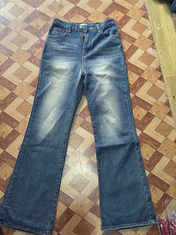 Flared Blue Denim Jeans