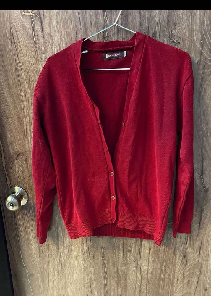 Red Cardigan Sweater