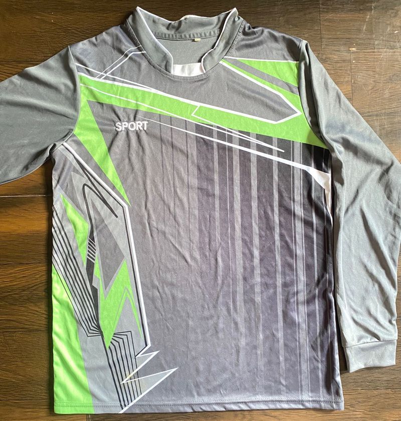Grey &amp; Neon Green Sports Jersey / Athletic Top