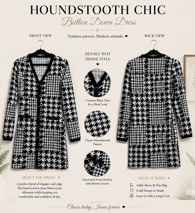 Houndstooth Button Down Dress
