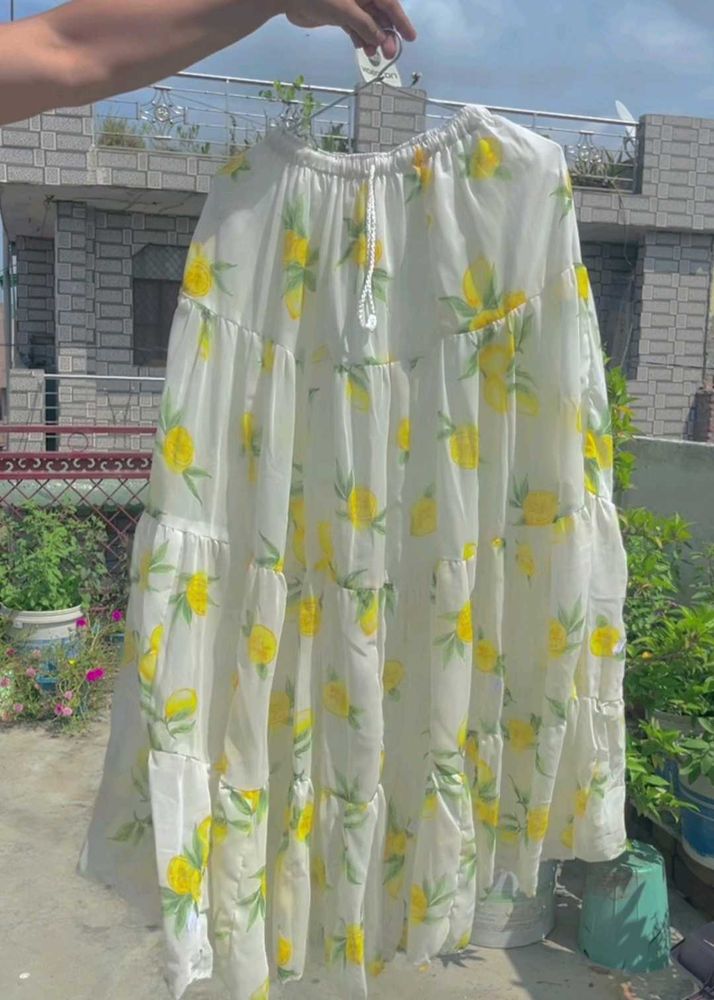 Tiered Lemon Print Maxi Skirt 🍋