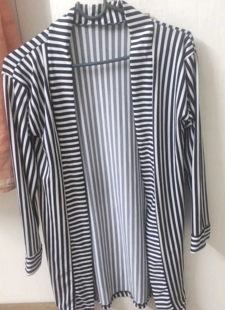 Striped Open Front Cardigan