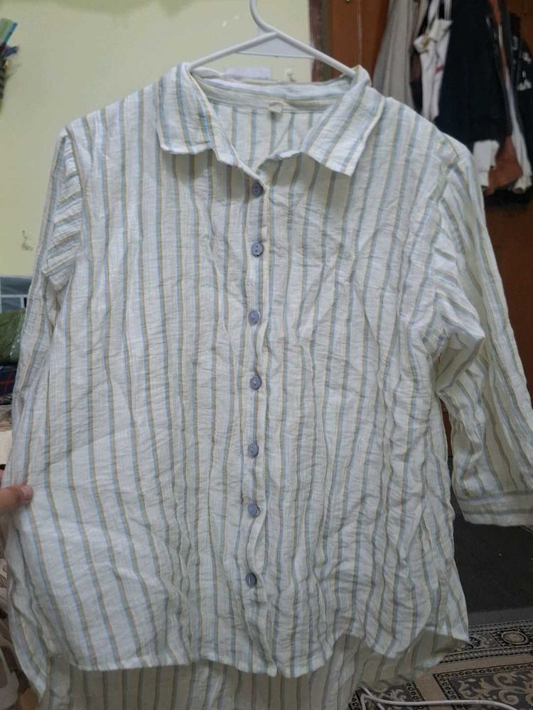 Striped Button-Up Blouse