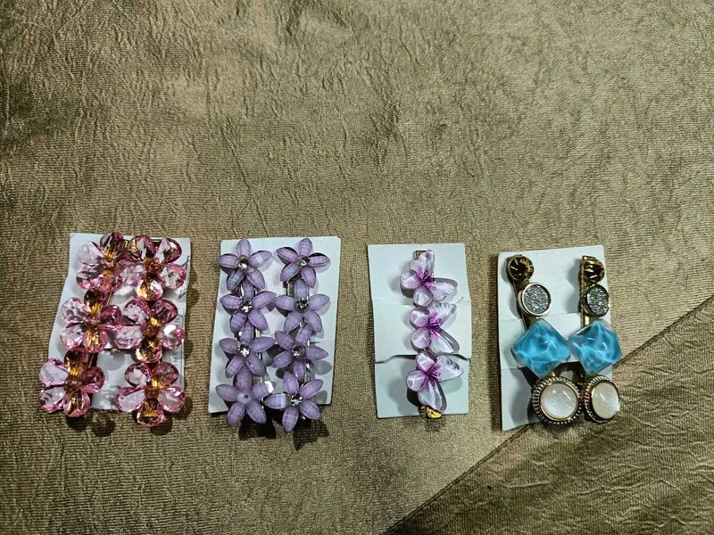 Cute Flower Hair Clips &amp; Earrings Set