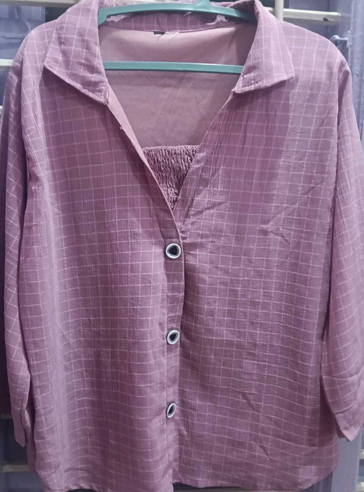 Plaid Button-Down Top