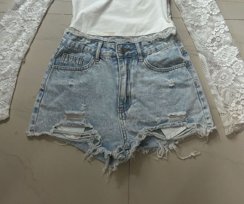 ripped Denim Shorts